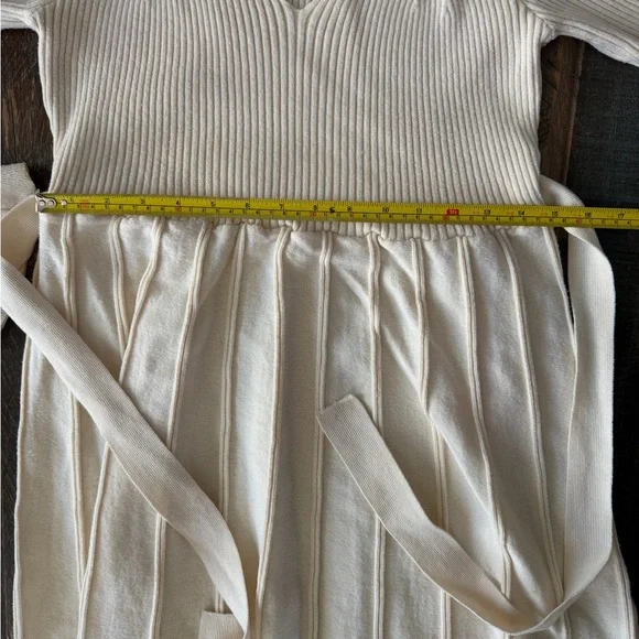 SHEIN Women's L Cream Ribbed Knit Long Sleeve Midi Sweater Dress - Picture 5 of 7